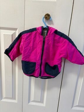 Please Mum Girls 6 months Hooded Pink and Navy Jacket